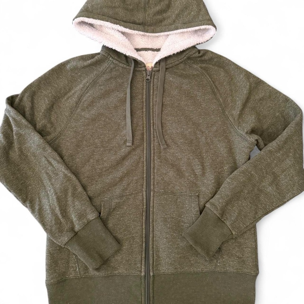 Womens Soft Fluffy Durable Olive Green
Thick Zip Up Hoodie Jacket Size Medium